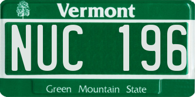 VT license plate NUC196