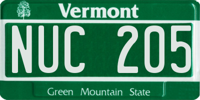 VT license plate NUC205