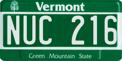 VT license plate NUC216
