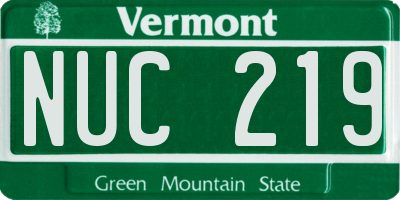 VT license plate NUC219