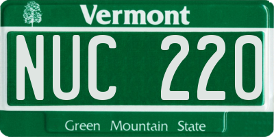 VT license plate NUC220
