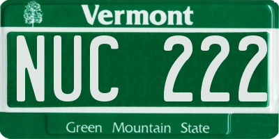 VT license plate NUC222