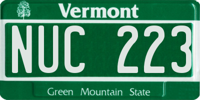 VT license plate NUC223
