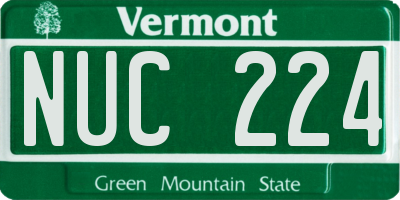 VT license plate NUC224