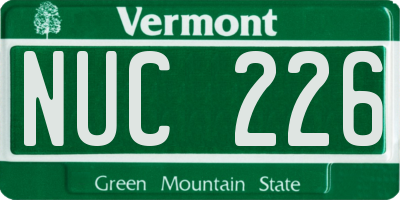 VT license plate NUC226