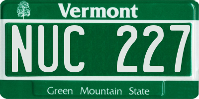 VT license plate NUC227