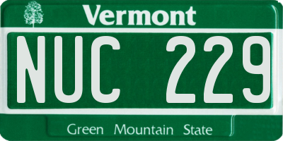 VT license plate NUC229