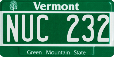 VT license plate NUC232