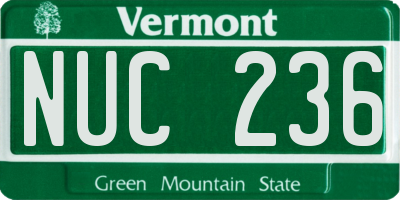 VT license plate NUC236