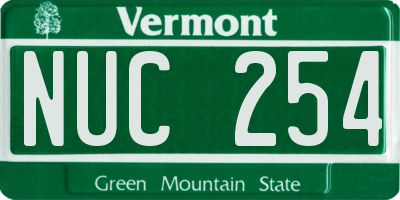 VT license plate NUC254