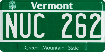 VT license plate NUC262