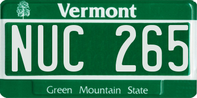 VT license plate NUC265