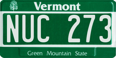 VT license plate NUC273