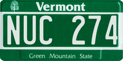 VT license plate NUC274