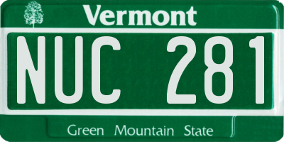 VT license plate NUC281