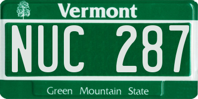 VT license plate NUC287