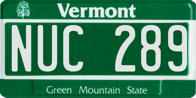 VT license plate NUC289