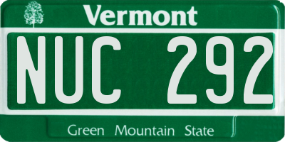 VT license plate NUC292