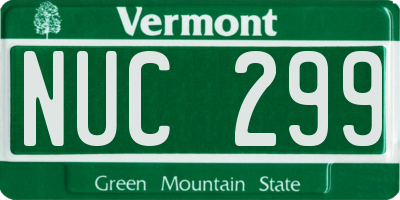 VT license plate NUC299