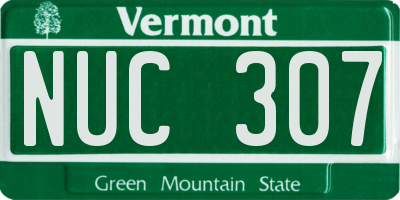 VT license plate NUC307