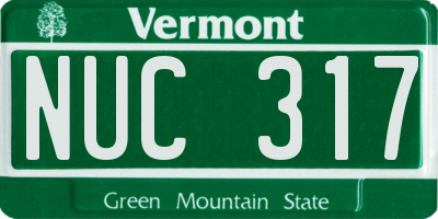 VT license plate NUC317