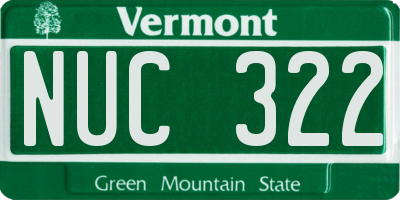 VT license plate NUC322