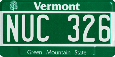 VT license plate NUC326