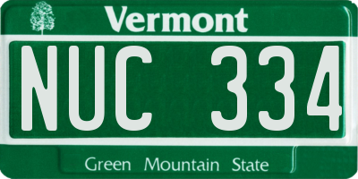 VT license plate NUC334