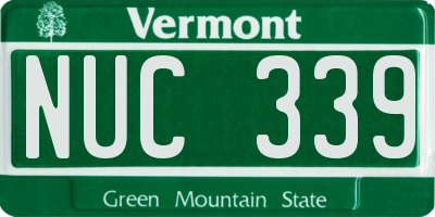 VT license plate NUC339