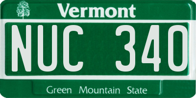 VT license plate NUC340