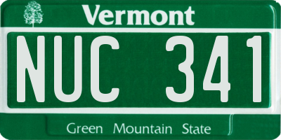 VT license plate NUC341