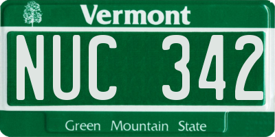 VT license plate NUC342