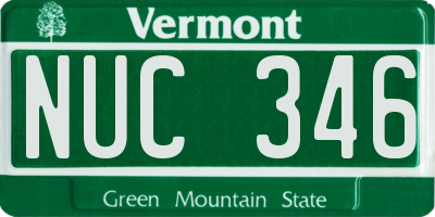 VT license plate NUC346