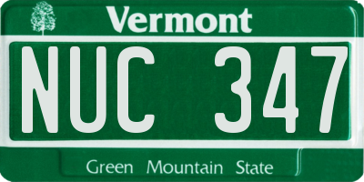 VT license plate NUC347