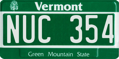 VT license plate NUC354
