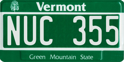 VT license plate NUC355