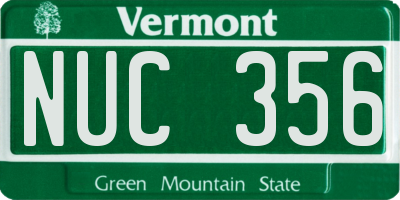 VT license plate NUC356