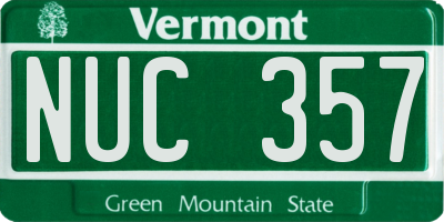 VT license plate NUC357