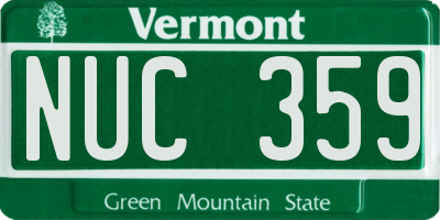 VT license plate NUC359