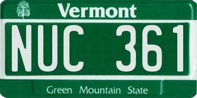 VT license plate NUC361