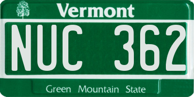 VT license plate NUC362