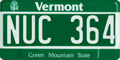 VT license plate NUC364