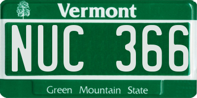 VT license plate NUC366