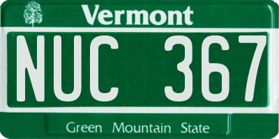 VT license plate NUC367