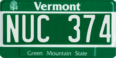 VT license plate NUC374