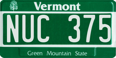 VT license plate NUC375