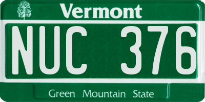 VT license plate NUC376
