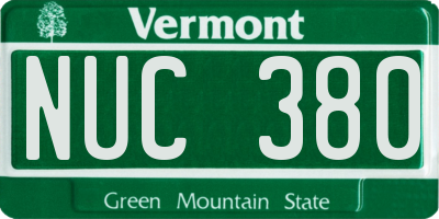 VT license plate NUC380