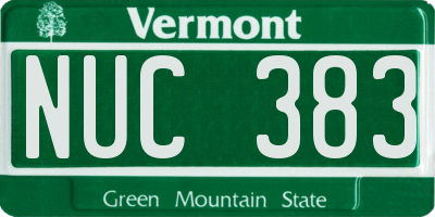 VT license plate NUC383