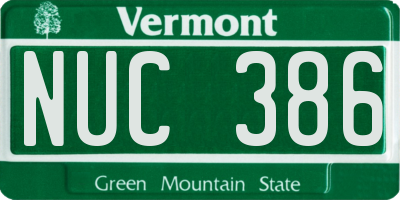 VT license plate NUC386